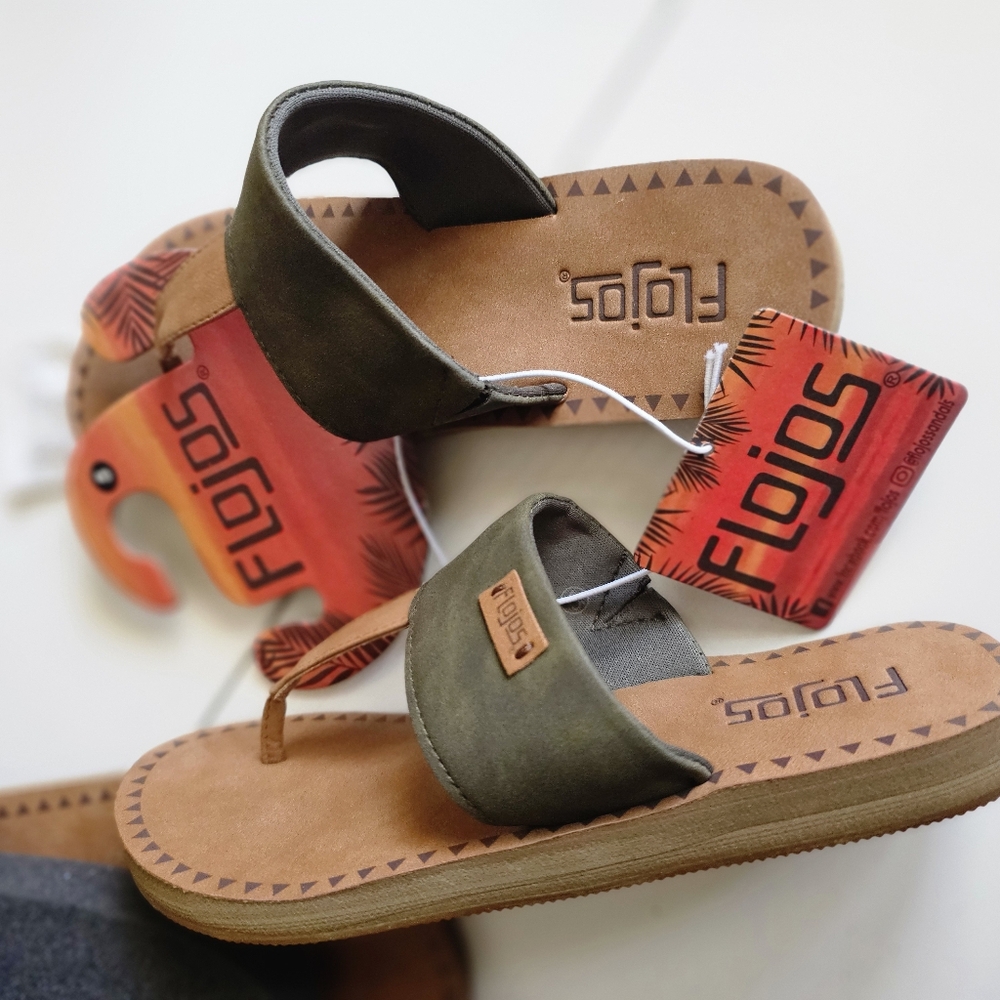 Flojos Sandals - Olive Flojos Women's Grace Flat Sandal Flip-Flop khaki tan